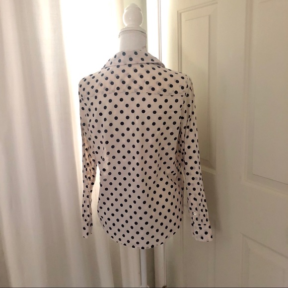 { J. Crew } Ivory & Navy Polka Dot Cotton Popover - Picture 5 of 6
